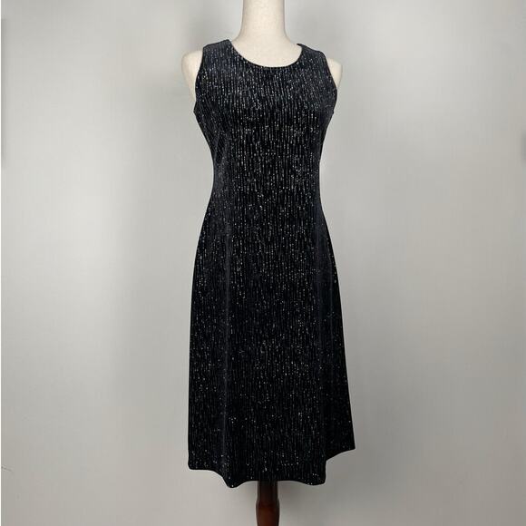 90s VTG Ronni Nicole 2-Pc Velvet Evening Dress w/ Jacket Black Glitter Sparkly - Picture 10 of 16